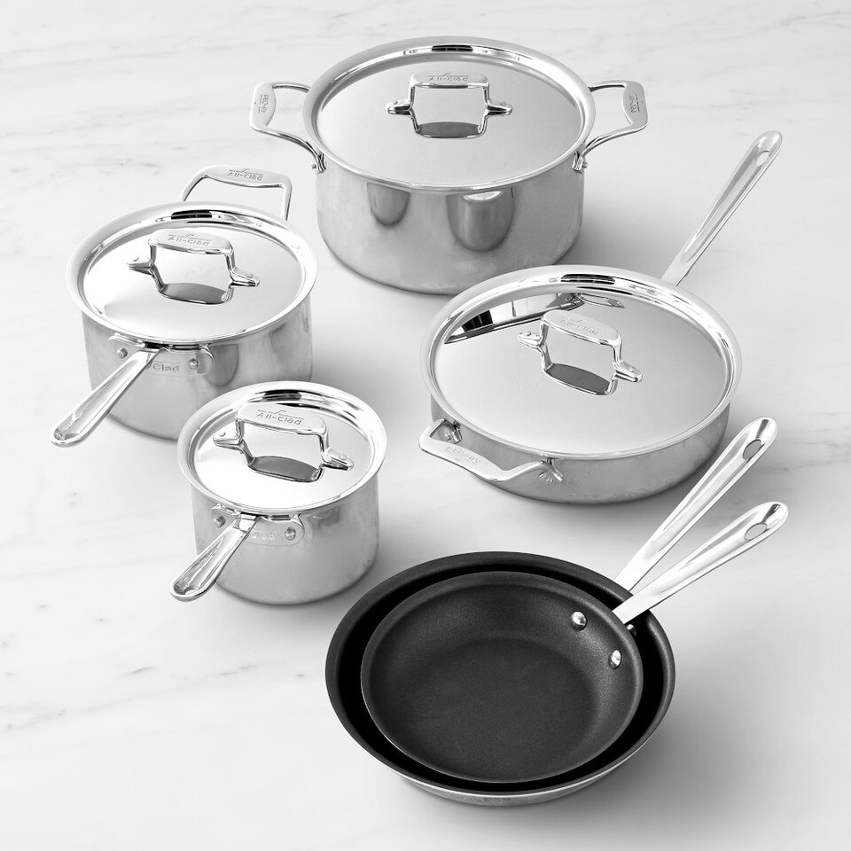 AllClad d5 StainlessSteel Nonstick 10Piece Cookware Set Williams Sonoma Australia